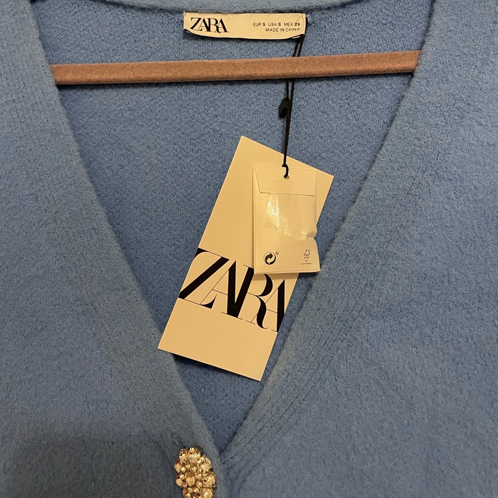 Zara Blue Sleeveless Cardigan